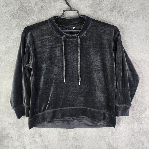 Womens Black Velour Zac & Rachel Pullover Sweatshirt Long Sleeve Size L - Picture 2 of 11